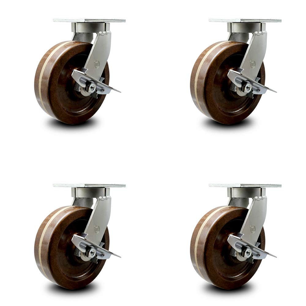 Kingpinless High Temperature Phenolic Swivel Caster with Brake U746