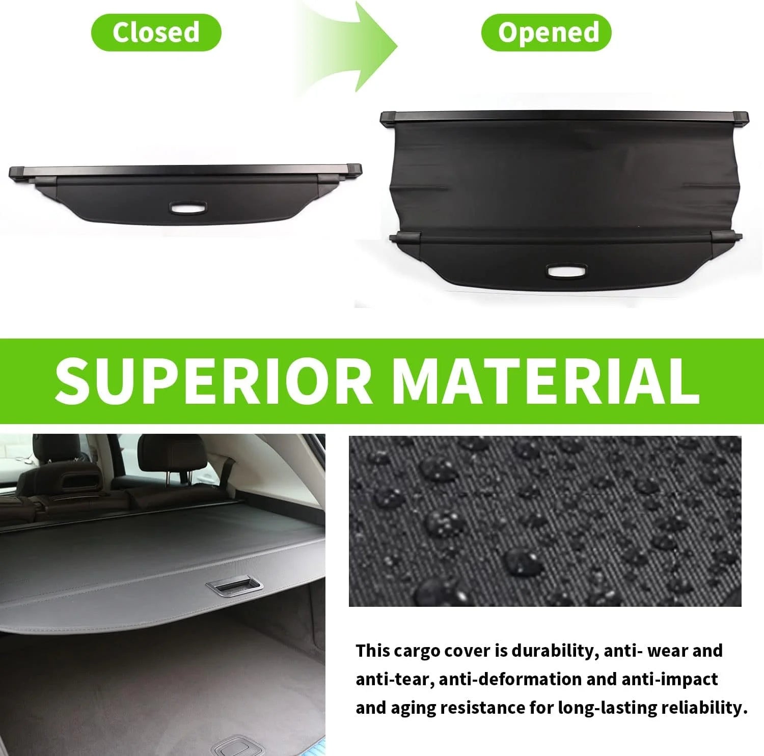 Retractable Cargo Cover for Subaru Crosstrek Impreza, Black Z54768