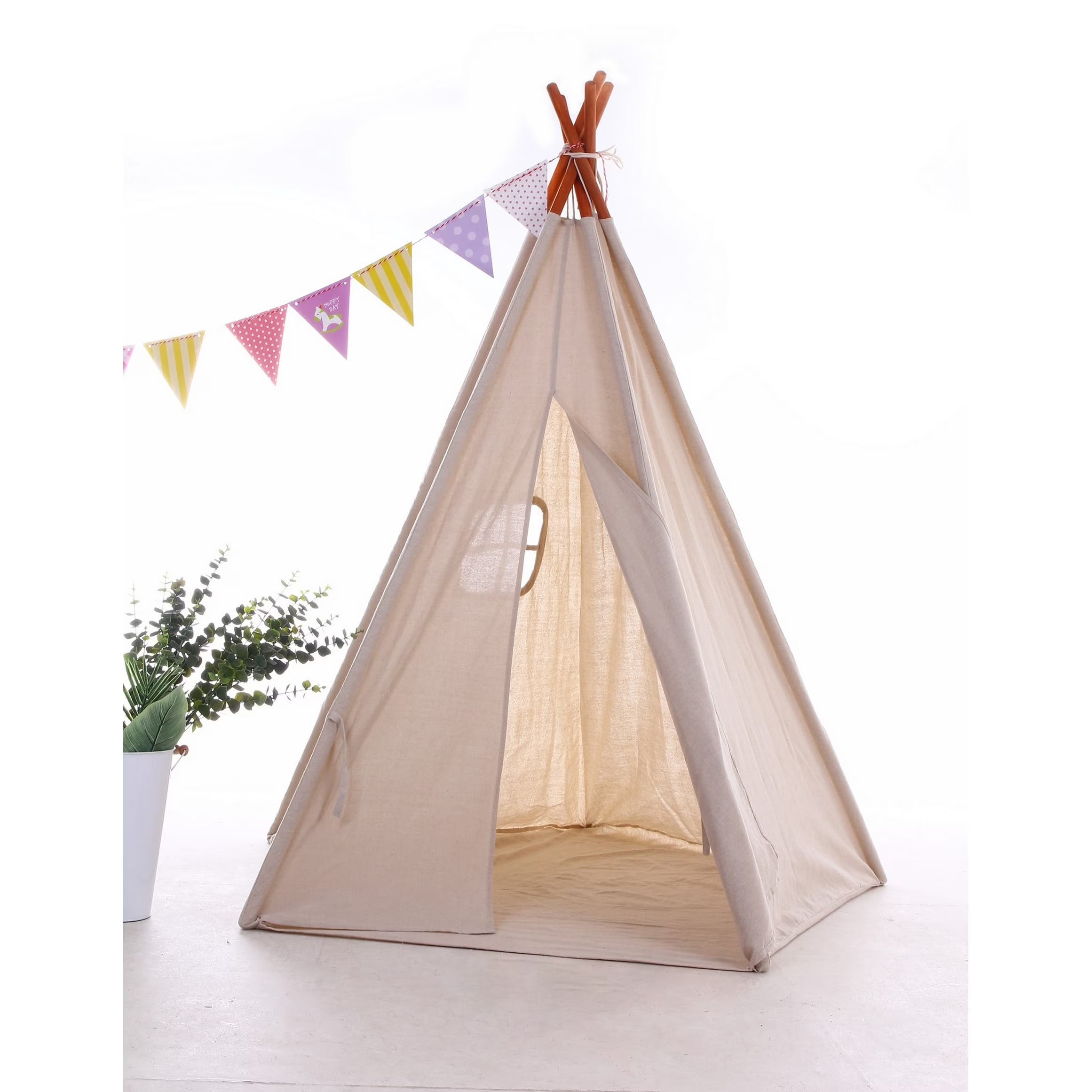 Natural Cotton Canvas Teepee Tent for Kids J8502