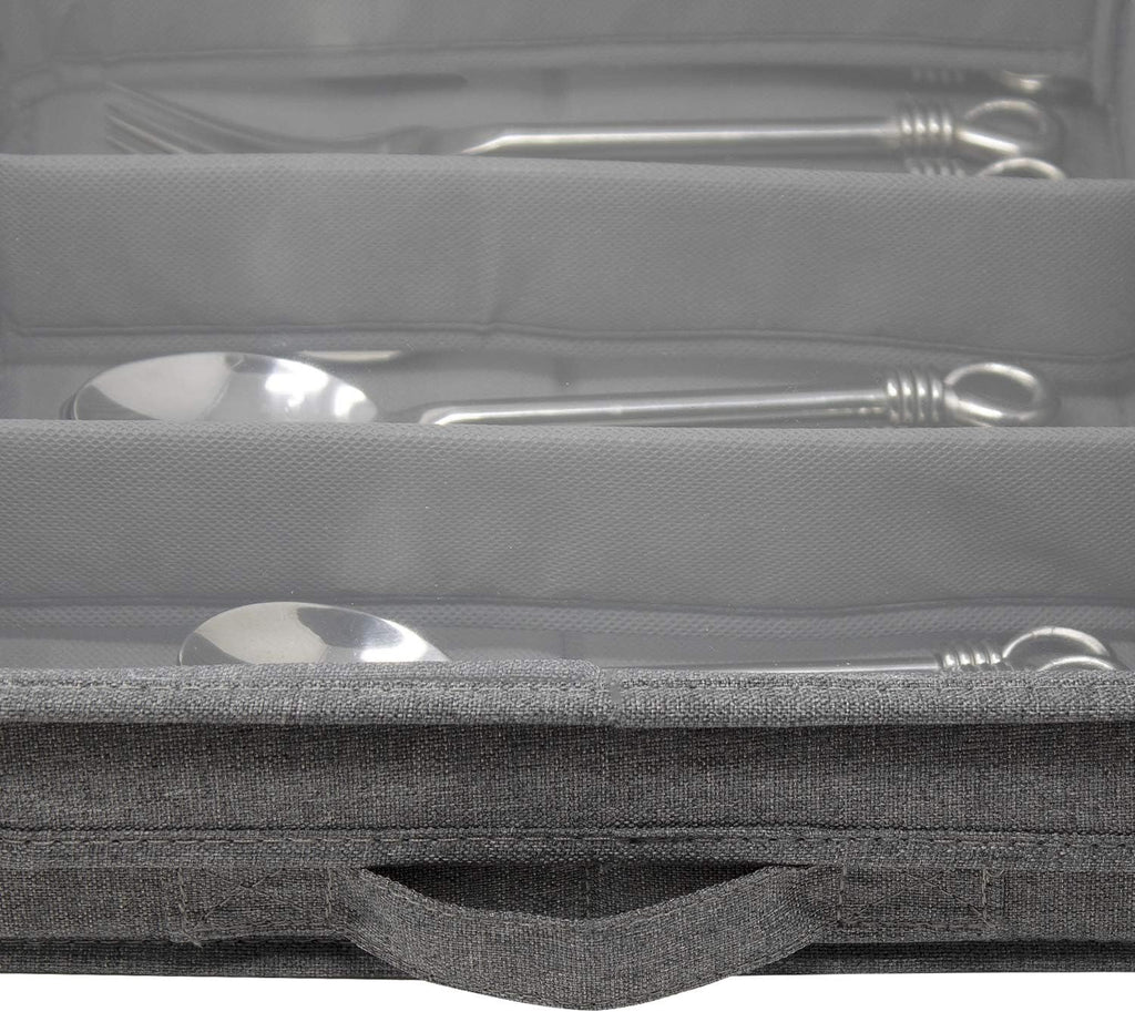 Gray Flatware Storage Chest with Clear Lid V9926