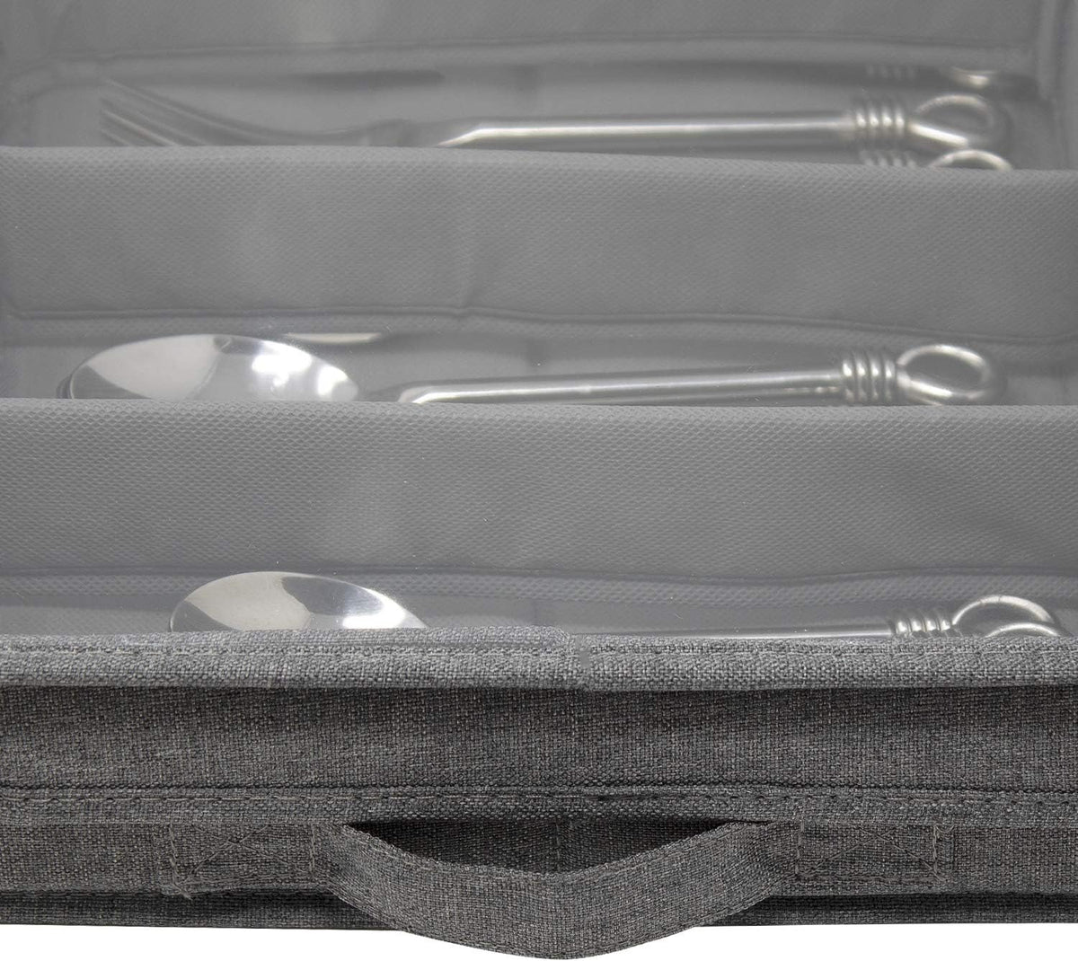 Gray Flatware Storage Chest with Clear Lid V9926