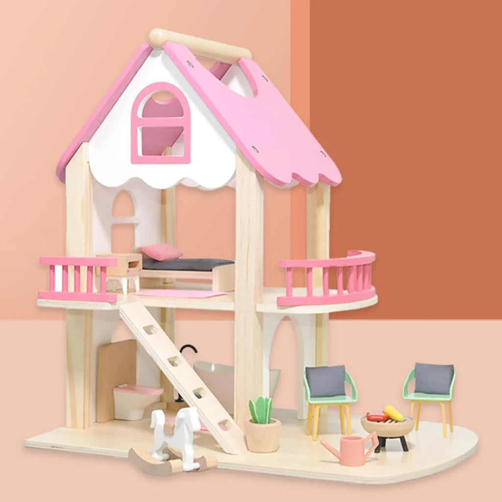 Miniature Castle Doll House with Doll Accessories Bedroom Educational Toys L909