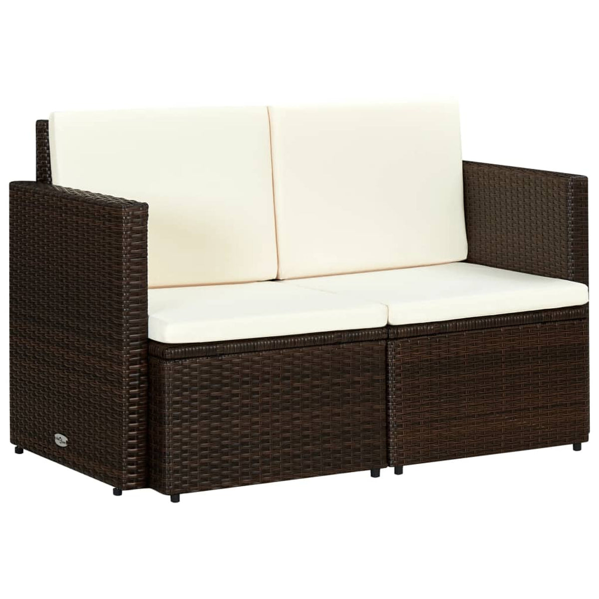 Brown Poly Rattan 2 Seater Outdoor Sofa with Cushion M605177