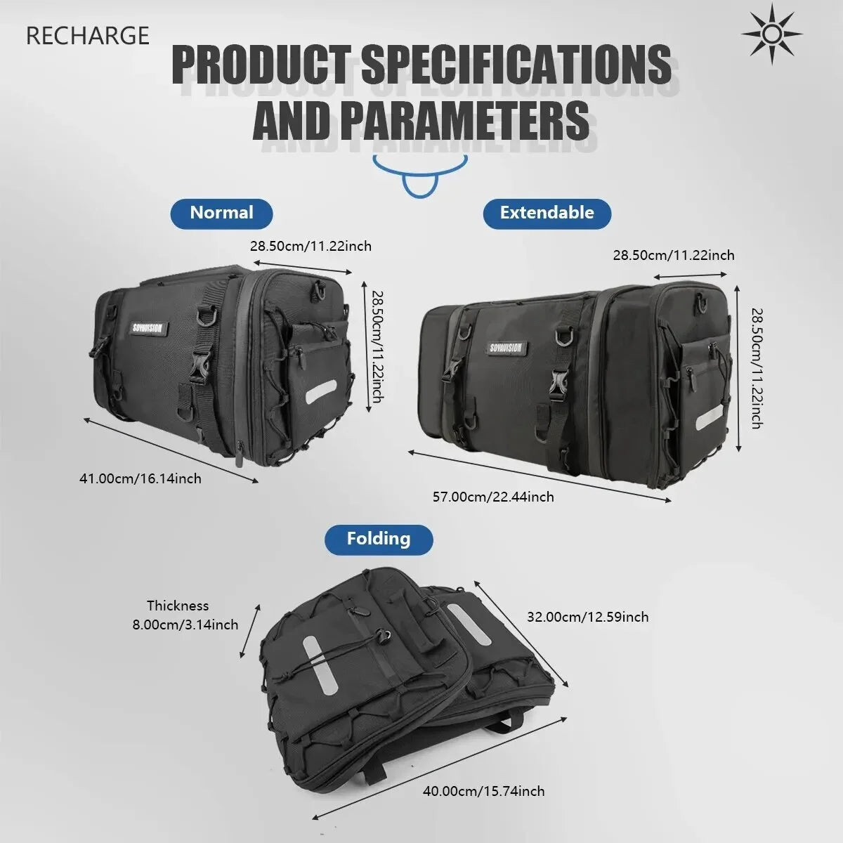 Waterproof PVC Motorcycle Tail Bag 30-50L A1887