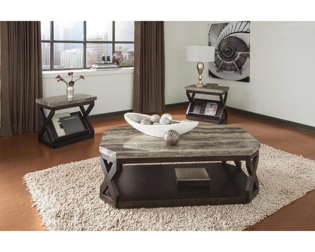 Faux Marble 3-Piece Table Set with Coffee Table and 2 End Tables E799