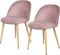 Pink Velvet Upholstered Side Chairs with Metal Legs Set of 2 G796