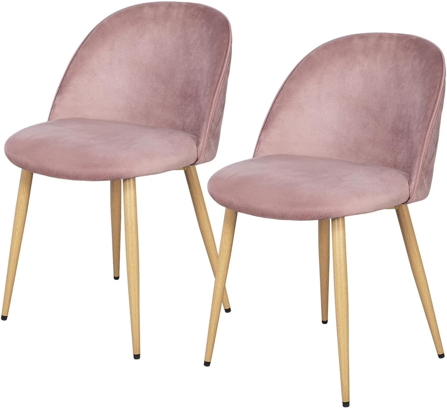 Pink Velvet Upholstered Side Chairs with Metal Legs Set of 2 G796