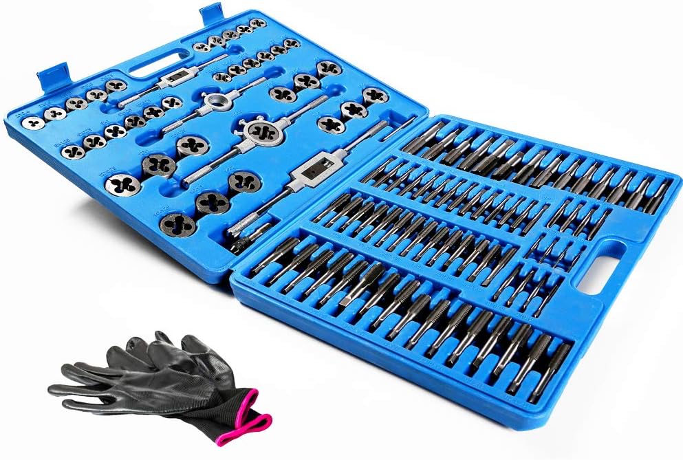 110 Piece Combination Tap and Die Set Alloy Steel Metric Tools with Carrying Case R206