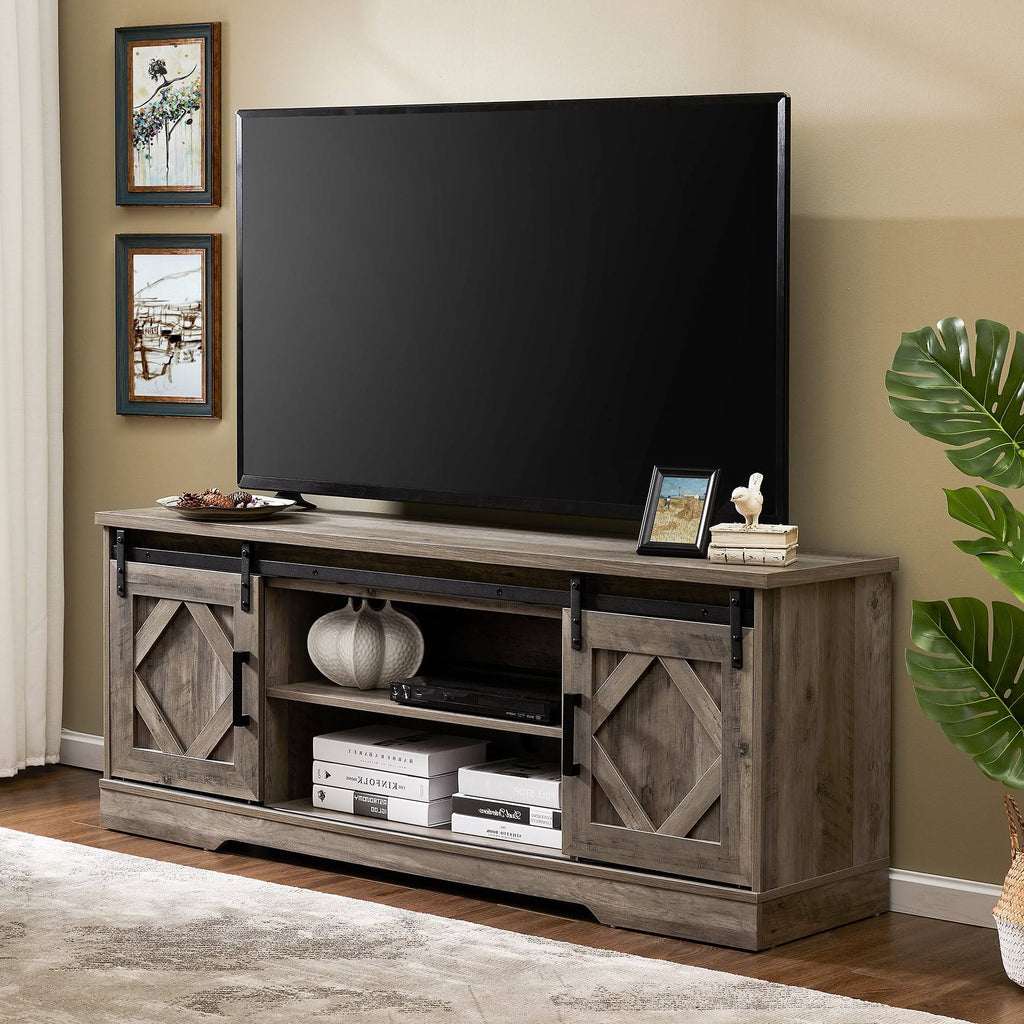 Rustic Grey Wash Wood TV Stand Storage Cabinet H76144