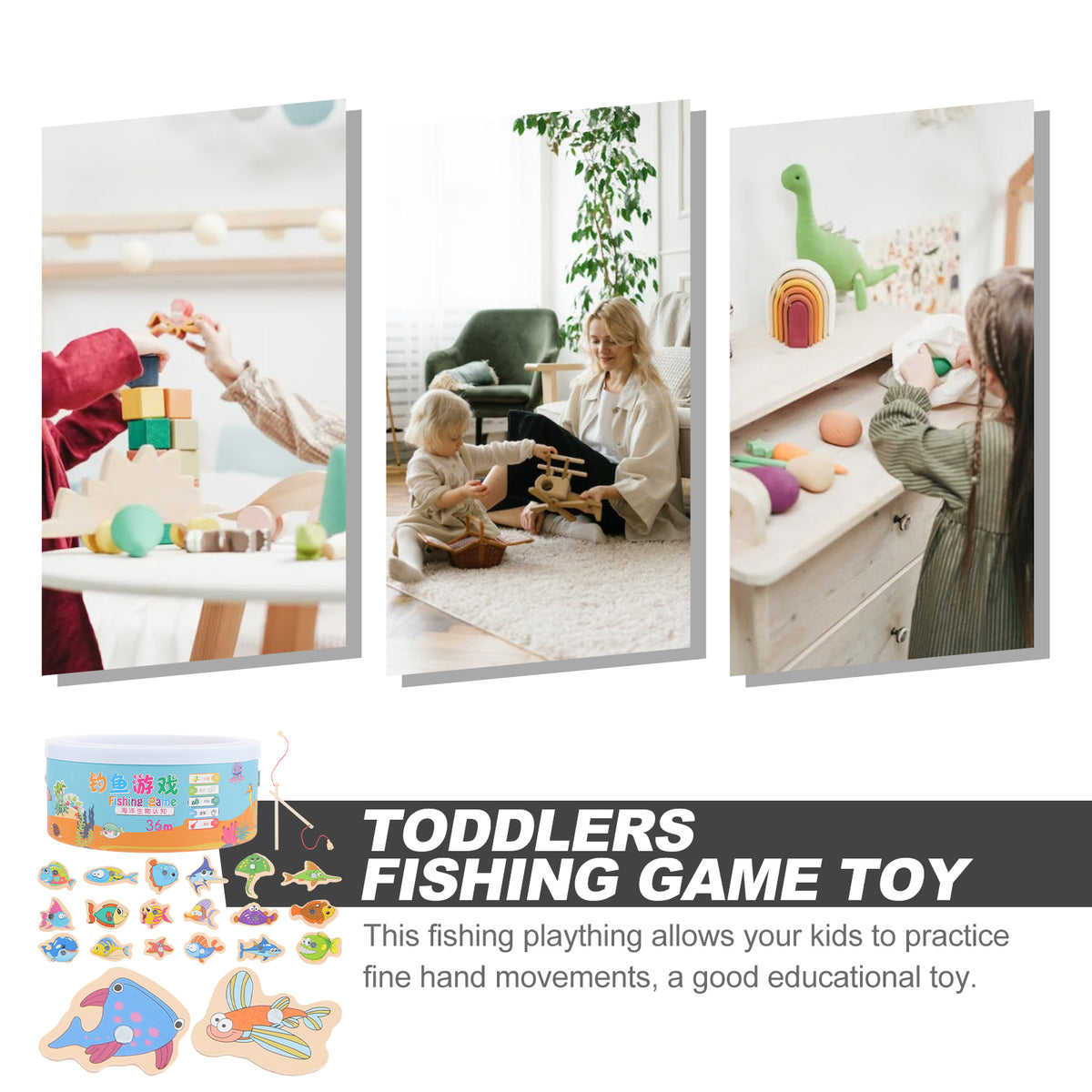 Magnetic Fishing Game Wooden Toddler Toy W372715