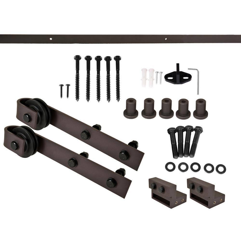 Weather Gray Solid Knotty Pine Wood Interior Sliding Barn Door with Hardware Kit C297
