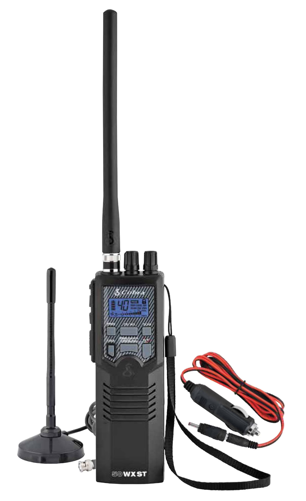 Black 40 Channel 2-Way Handheld CB Radio with Magnet Mount Antenna Z803371