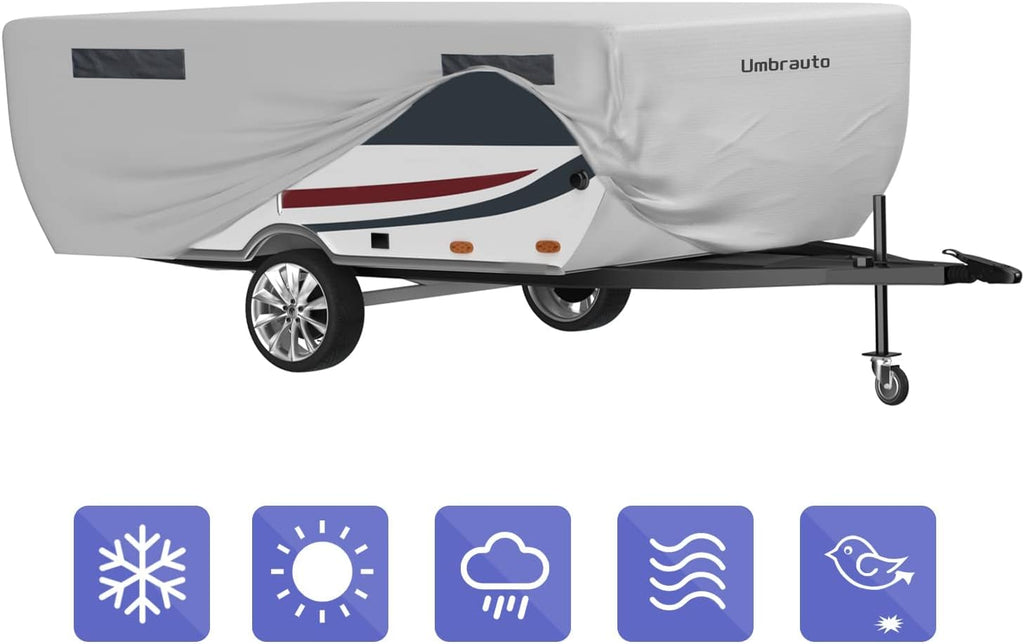 Gray Waterproof Polypropylene Pop Up Camper Cover for 12' - 14' Trailers G314351
