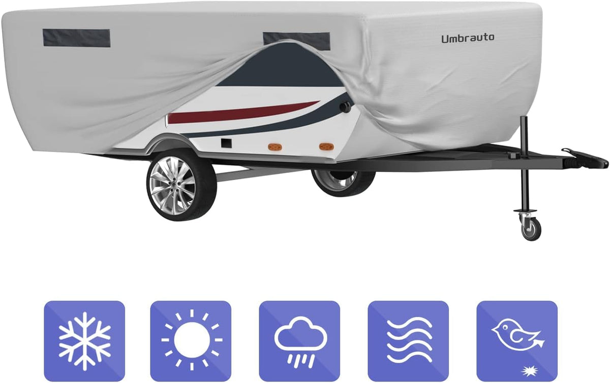 Gray Waterproof Polypropylene Pop Up Camper Cover for 12' - 14' Trailers G314351