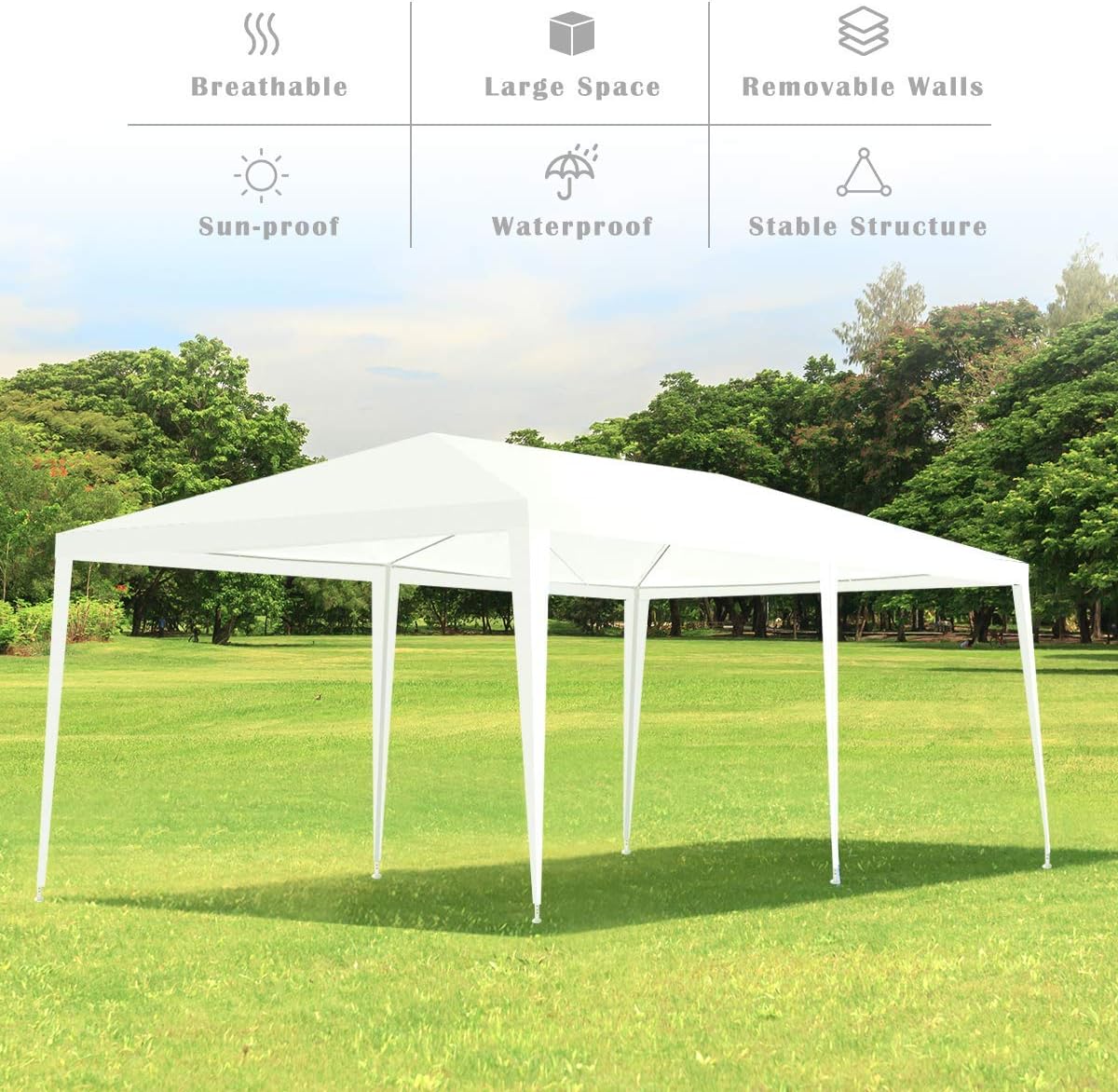 White 10x20 Outdoor Tent Canopy with Removable Sidewalls C109263