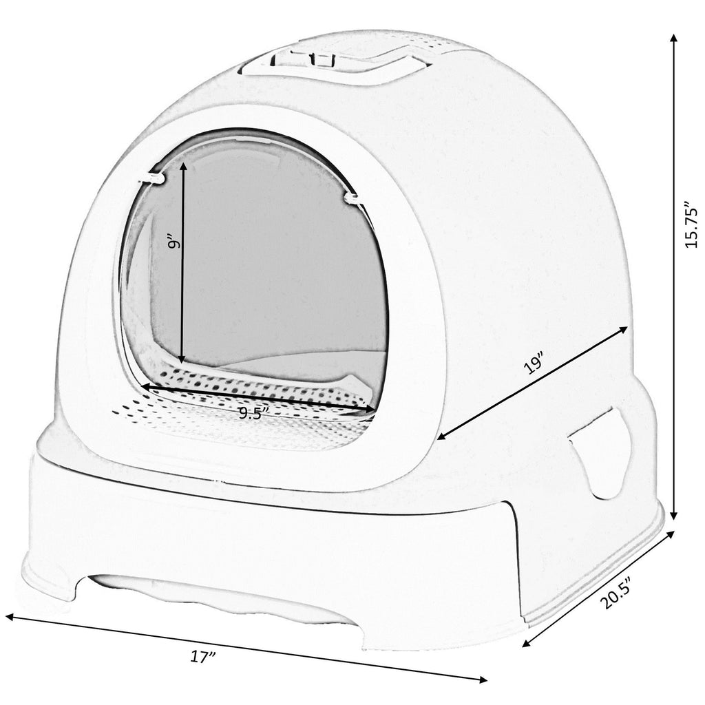 Fully Enclosed Hooded Litter Pan with Front Entry, Cat Litter Scoop Included V593