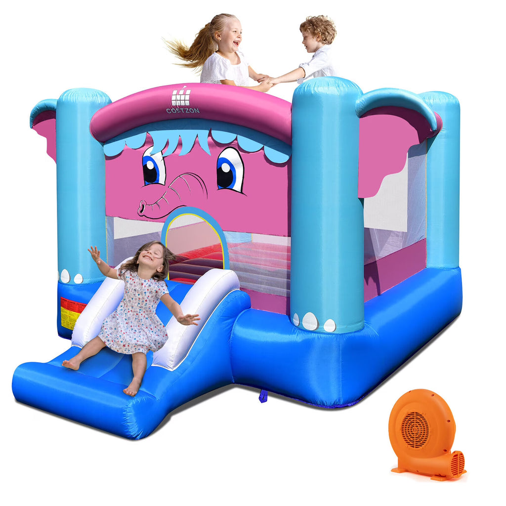 Inflatable Bounce House 3-in-1 Elephant Theme Castle with 750W Blower G14547