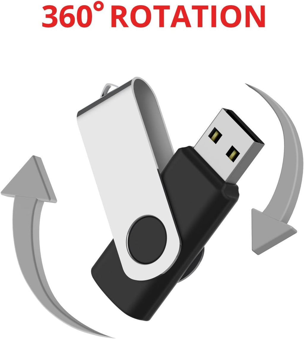 10 Pack 4GB USB2.0 Swivel Flash Drives with Led Indicator, Black B810982
