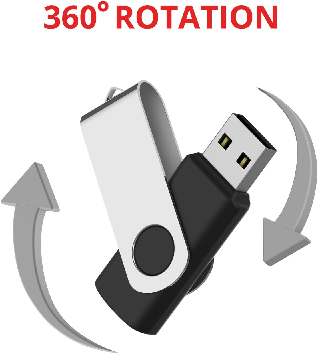 10 Pack 4GB USB2.0 Swivel Flash Drives with Led Indicator, Black B810982