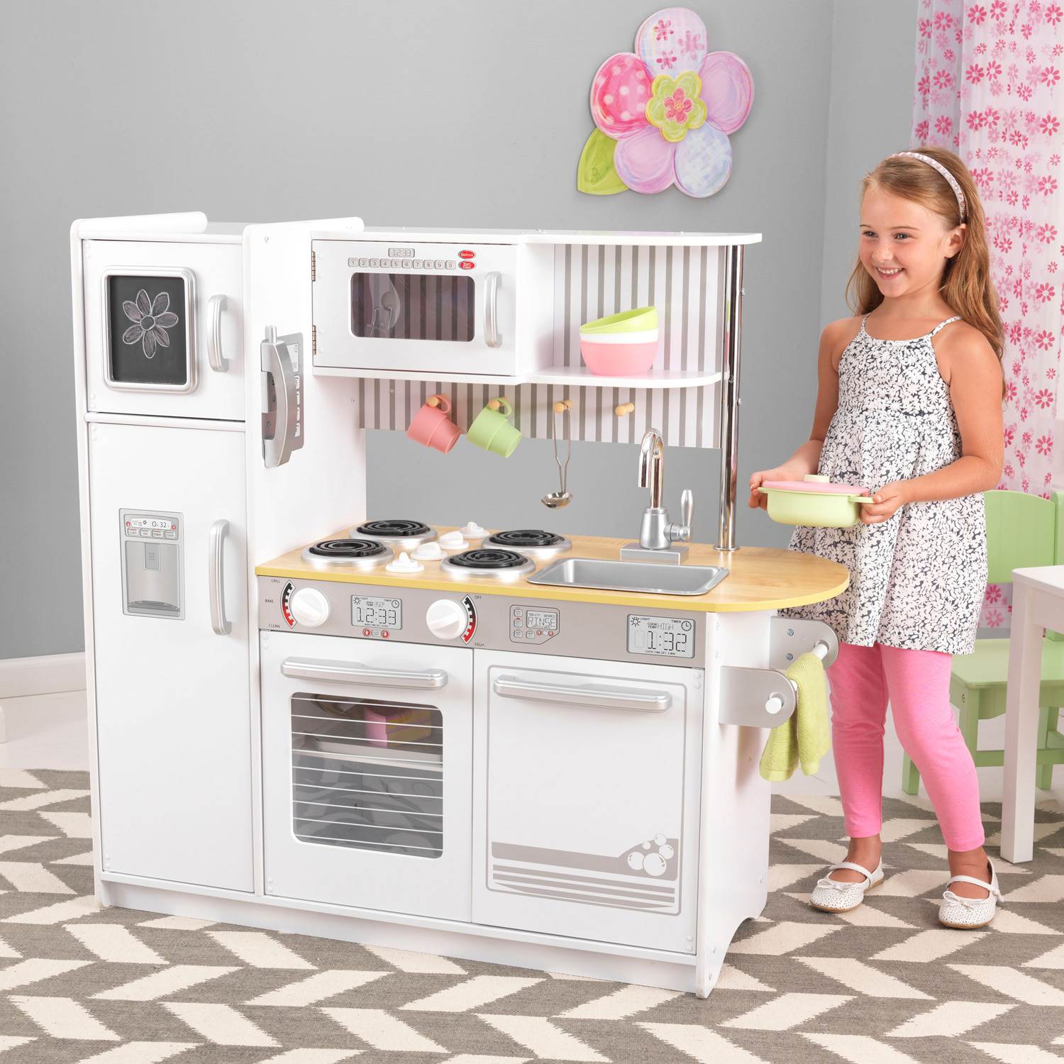 White Wooden Kids Pretend Play Kitchen Z4198