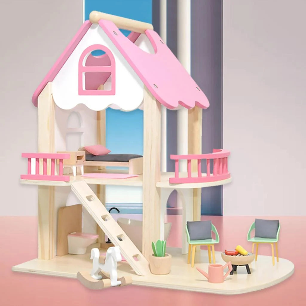Miniature Castle Doll House with Doll Accessories Bedroom Educational Toys L909