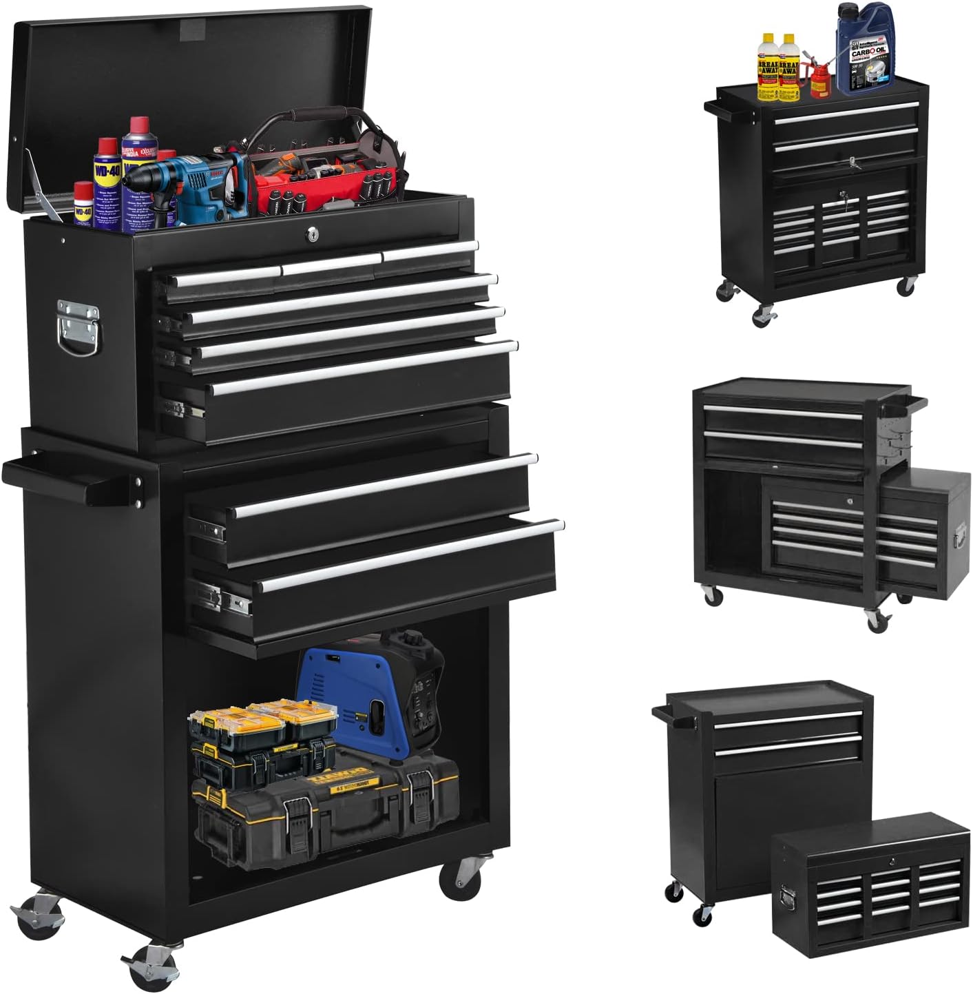 Red Lockable Rolling 8-Drawer Tool Chest with Wheels G308