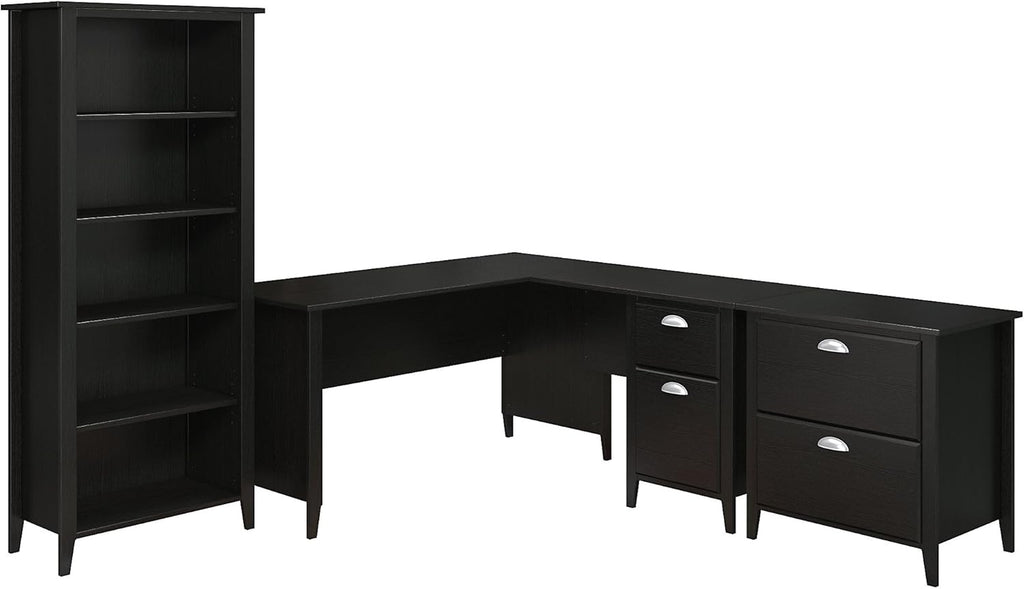 Black Suede Oak L Desk and Bookcase I53554