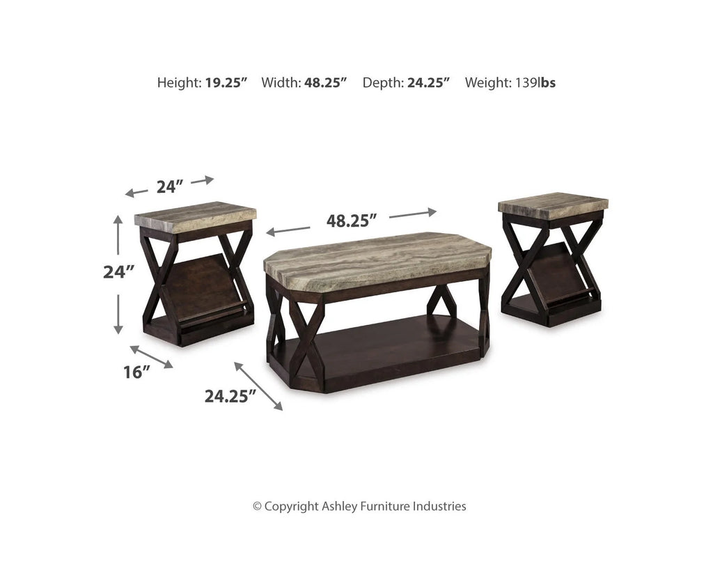 Faux Marble 3-Piece Table Set with Coffee Table and 2 End Tables E799