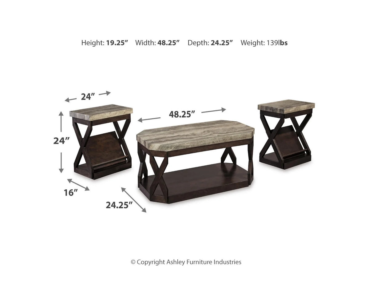 Faux Marble 3-Piece Table Set with Coffee Table and 2 End Tables E799