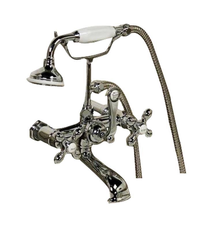 Polished Chrome Tub Wall-Mounted Faucet with Hand Shower Y657294