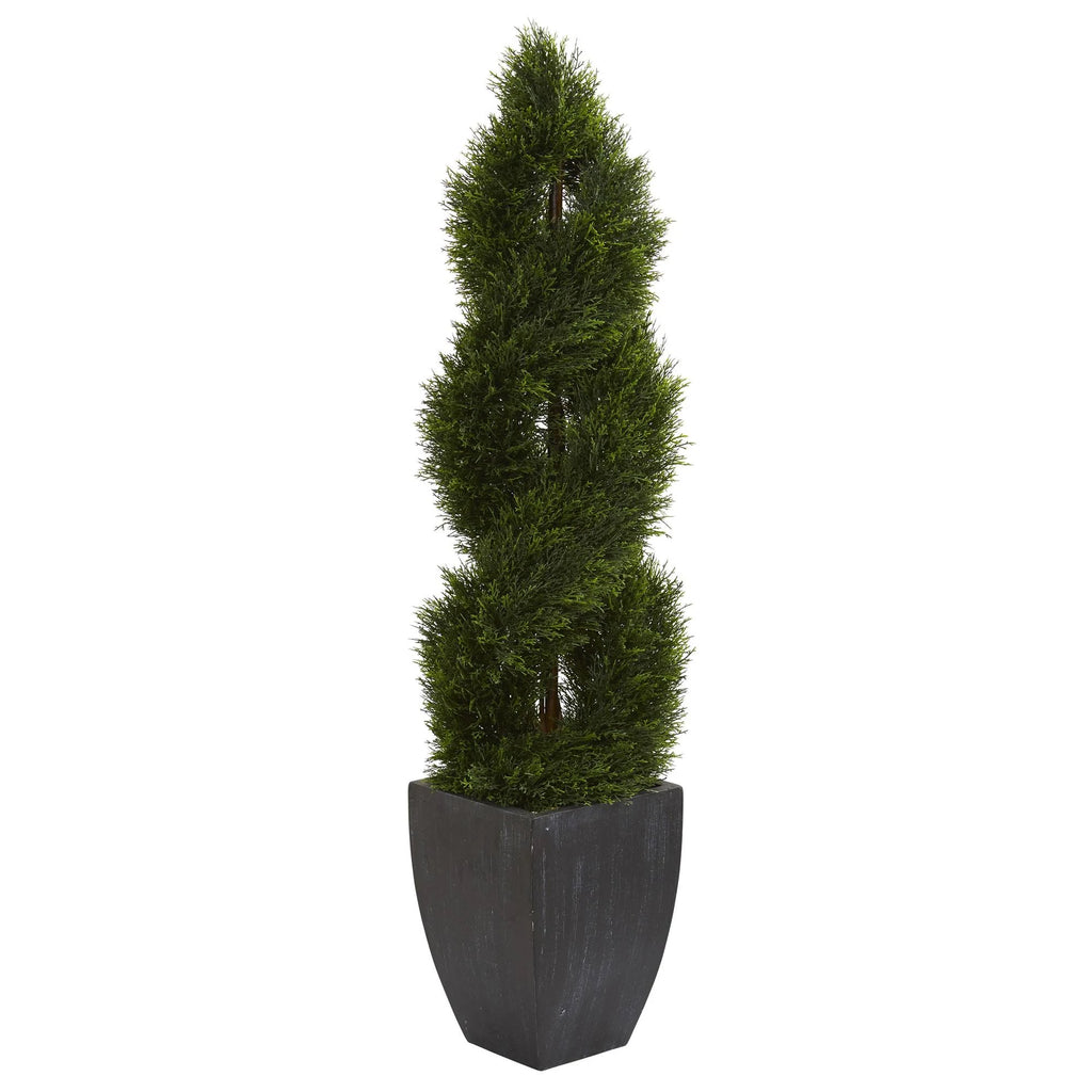 Black Wash Artificial Topiary Tree in Planter L521