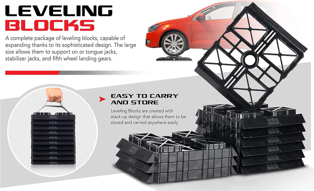 10 Pack RV Leveling Blocks with Carrying Strap L356235