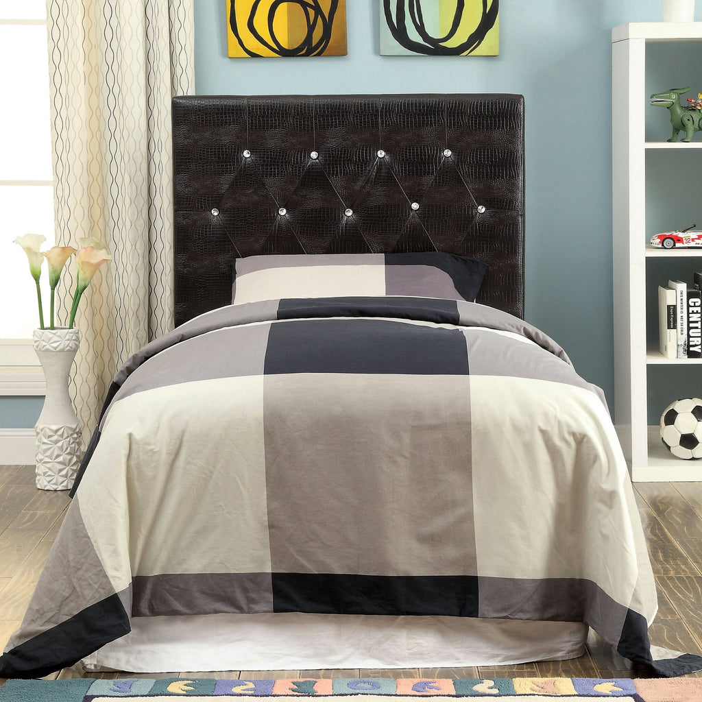 Black Faux Leather Button-Tufted Headboard Q571