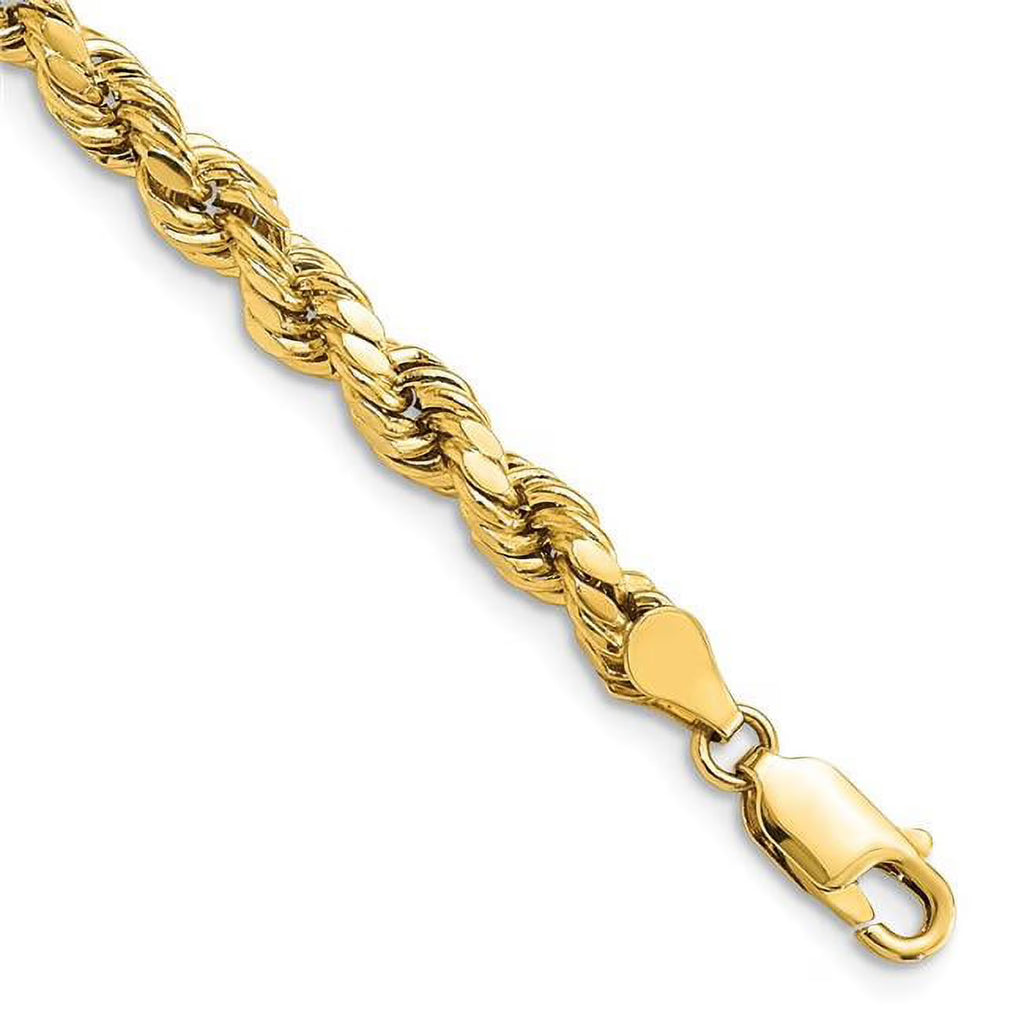 14 Karat Yellow Gold Diamond-cut Rope Chain Bracelet T9380