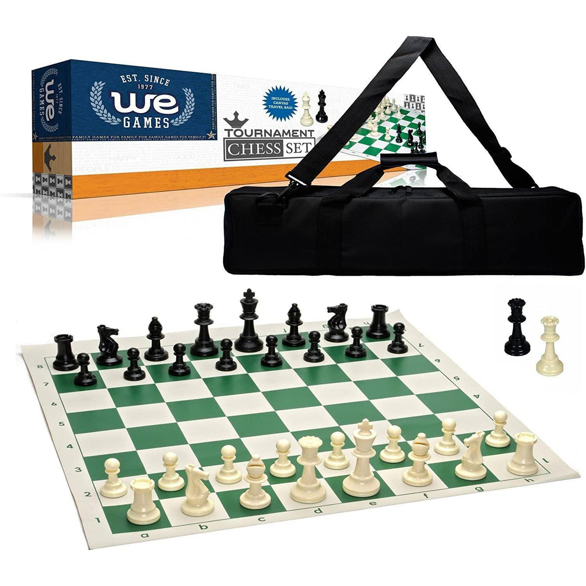 Tournament Chess Set with Canvas Bag - 9.5cm King - Double Weighted Chessmen G523075
