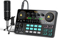 Audio Interface with DJ Mixer and Sound Card, Portable Podcast Production Studio with Microphone Y4216
