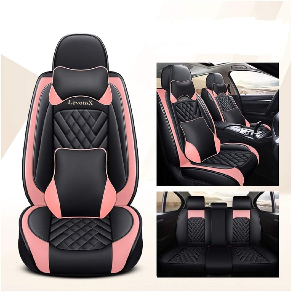 Black-Pink 5 Seats Full Set Car Seat Covers F440663