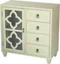 4 Drawer Wooden Accent Chest and Cabinet with Glass Backing N620622