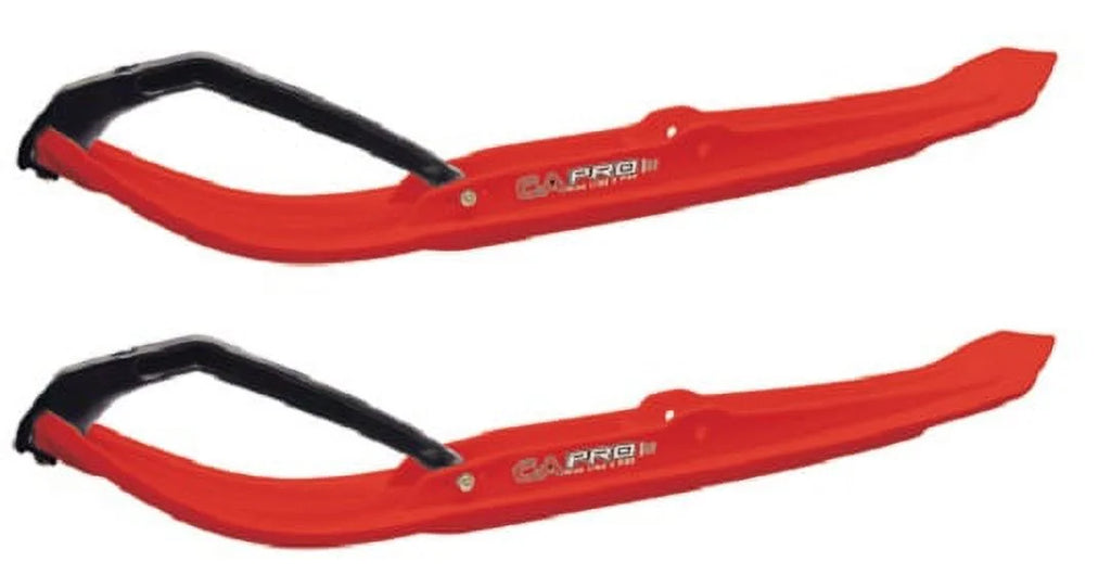 Red MTX Snowmobile Skis with 8" Round Bars Complete Kit V691036