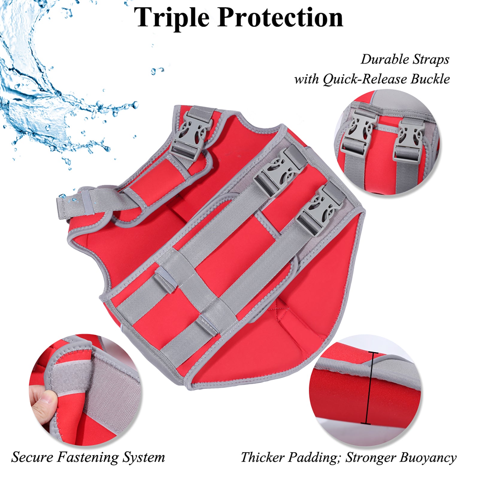 Red Neoprene Dog Life Jacket K13243