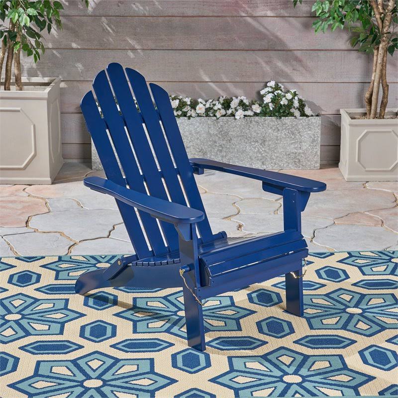 Blue Foldable Acacia Wood Adirondack Chair X22310