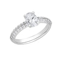 Oval Cut Lab Created Diamond Solitaire Halo Ring with Side Stones in 14K Solid White Gold Yellow Gold Rose Gold Q7668