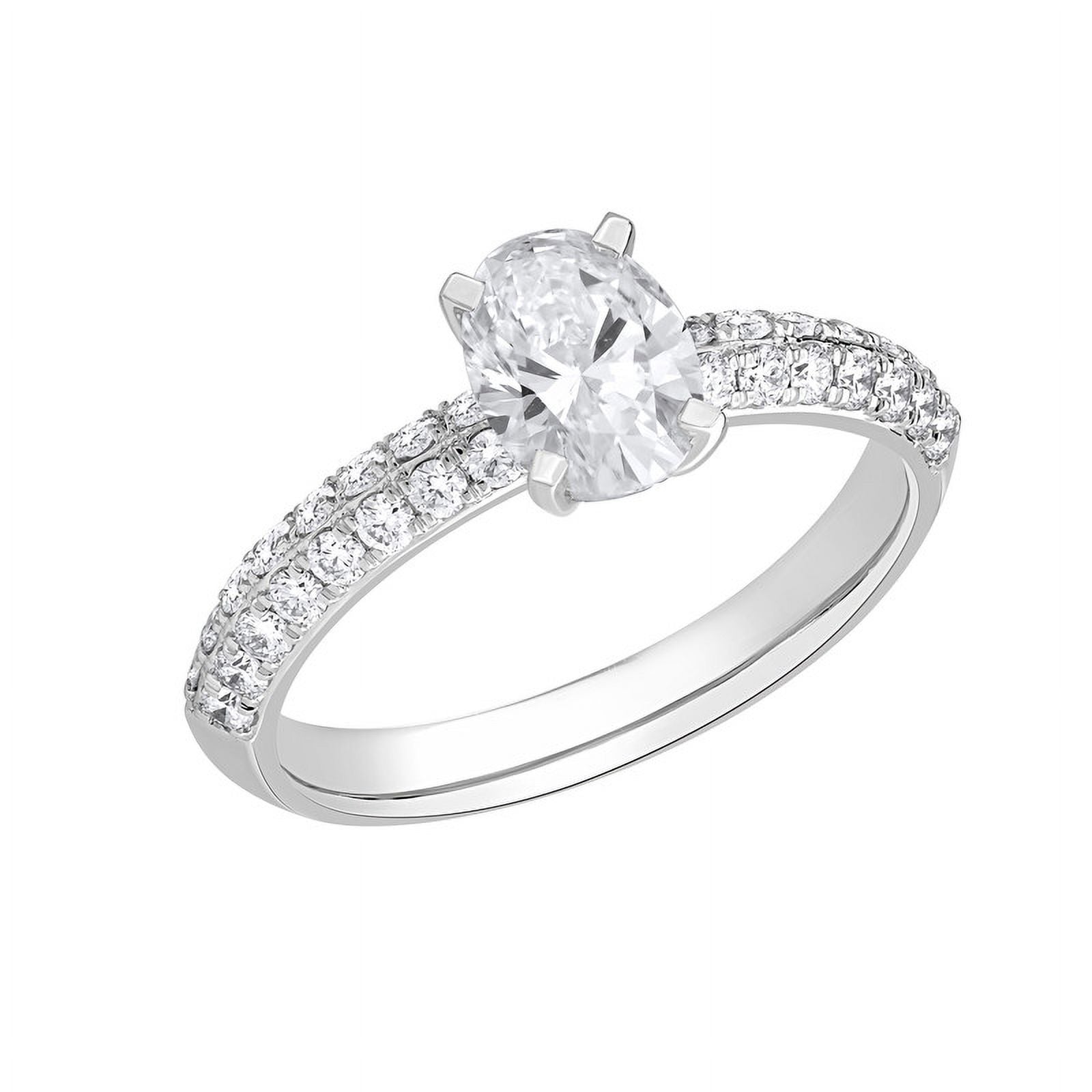 Oval Cut Lab Created Diamond Solitaire Halo Ring with Side Stones in 14K Solid White Gold Yellow Gold Rose Gold Q7668
