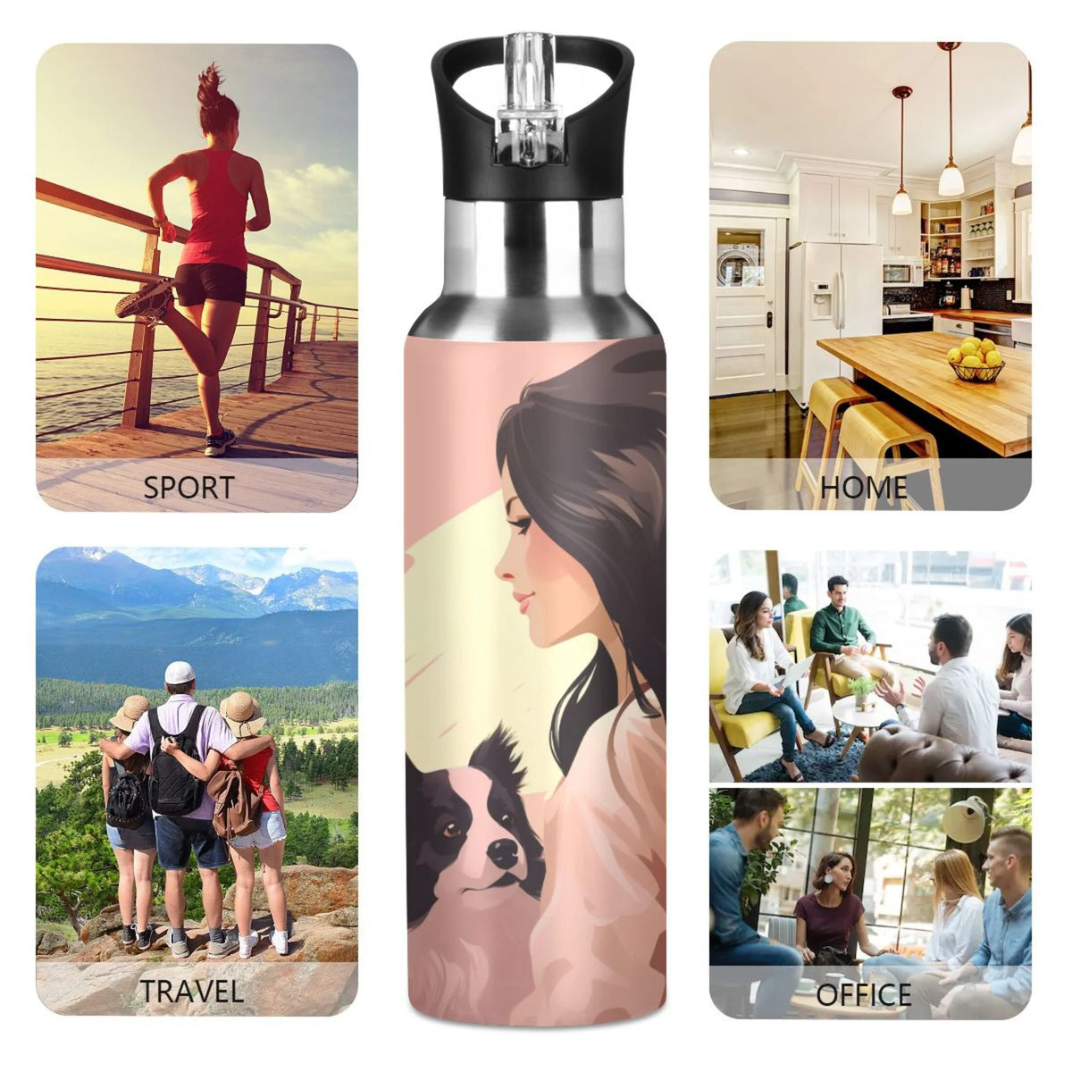 Insulated Stainless Steel Water Bottle with Straw Lid 20 oz Y7368
