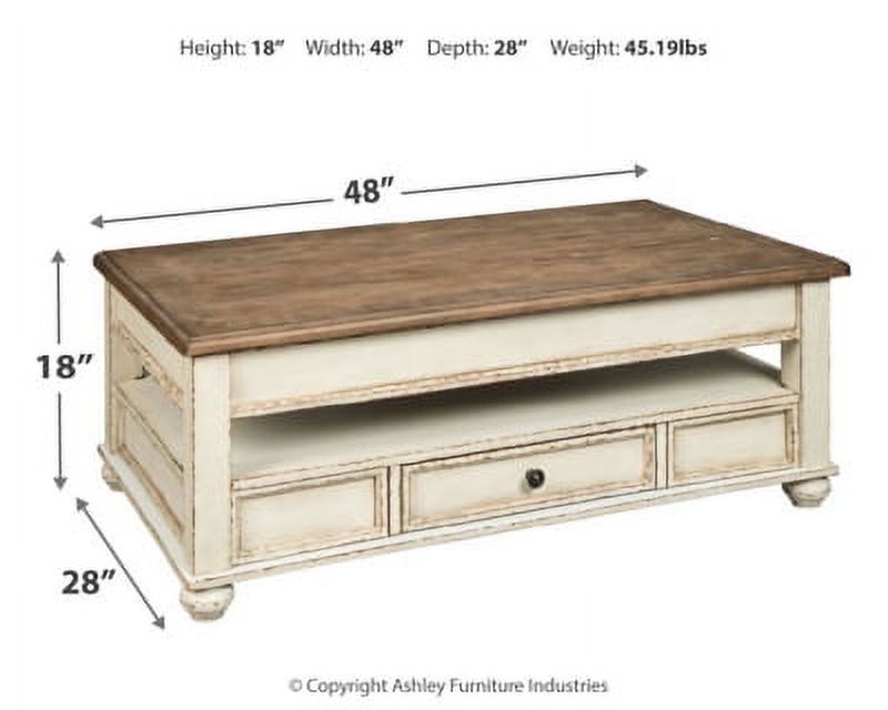 White/Brown Lift Top Coffee Table D985