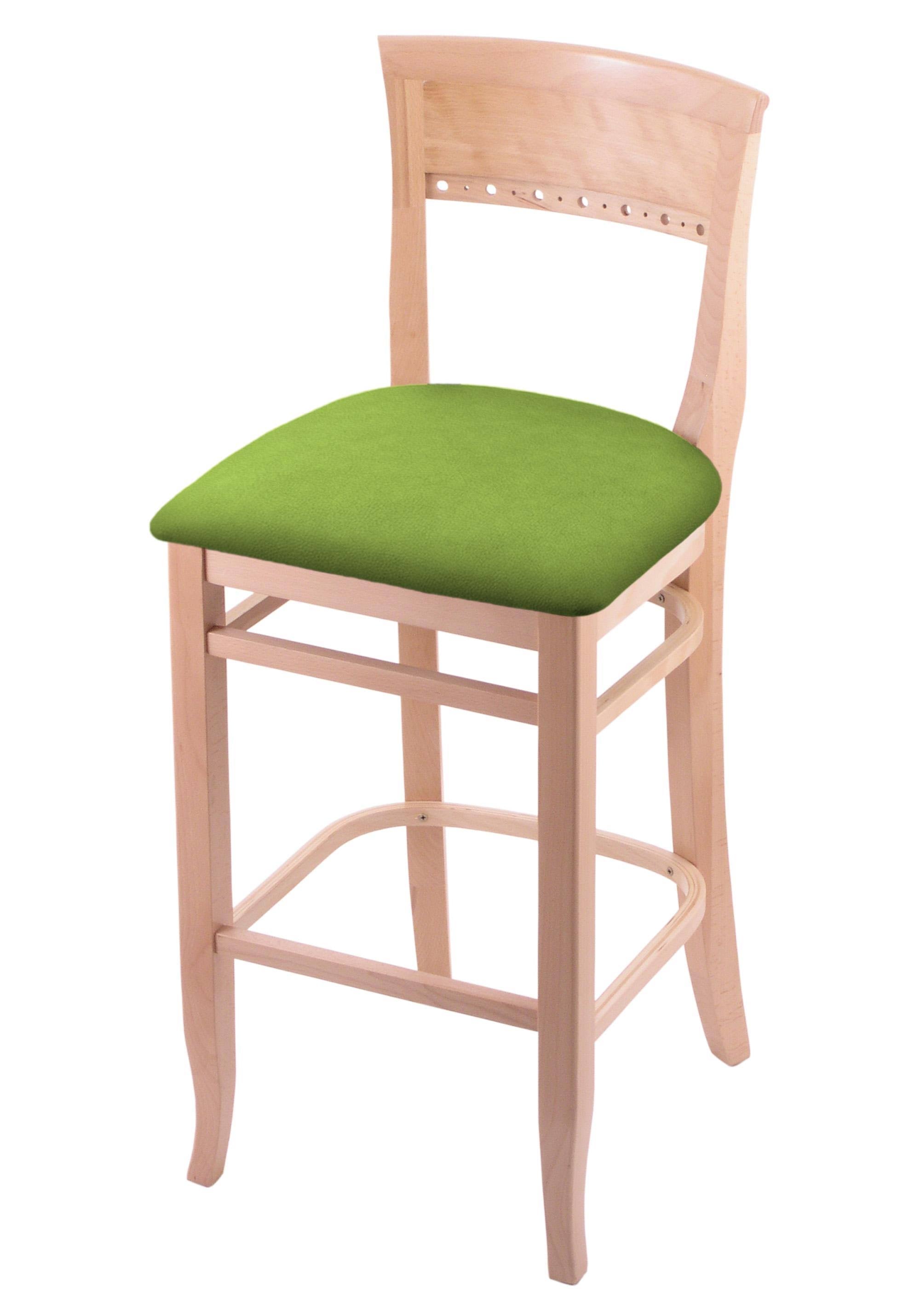 30x22 Bar Stool with Natural Finish and Canter Kiwi Green Seat I3661