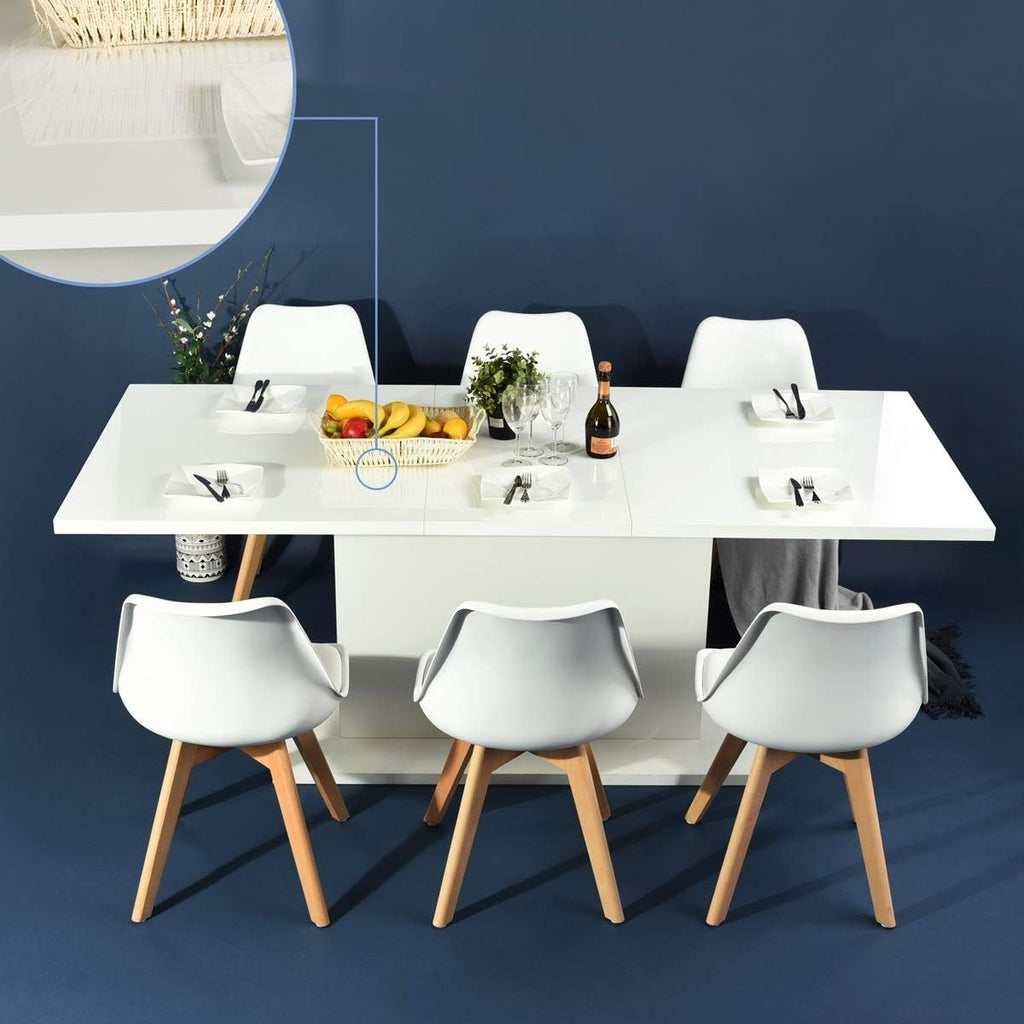 White High Gloss Wooden Expandable Dining Table K825097