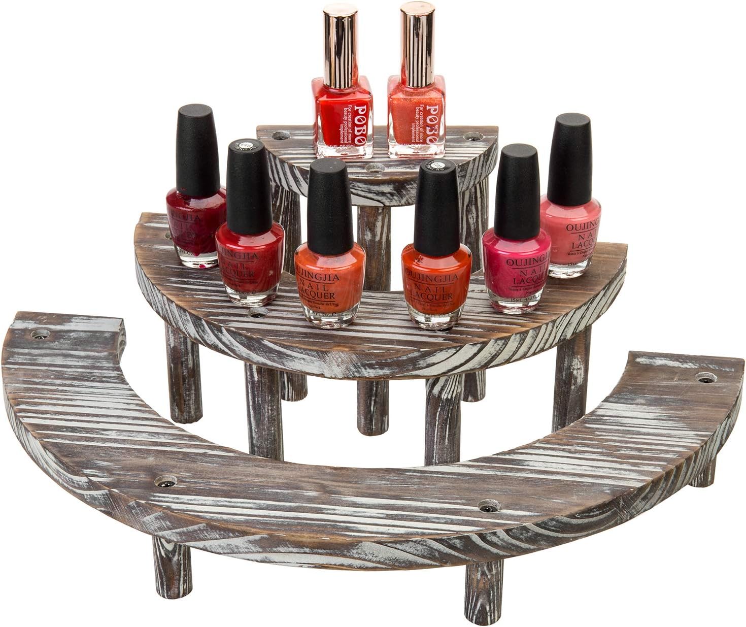 3 Tier Rustic Torched Wood Semicircle Cupcake Stand I682510