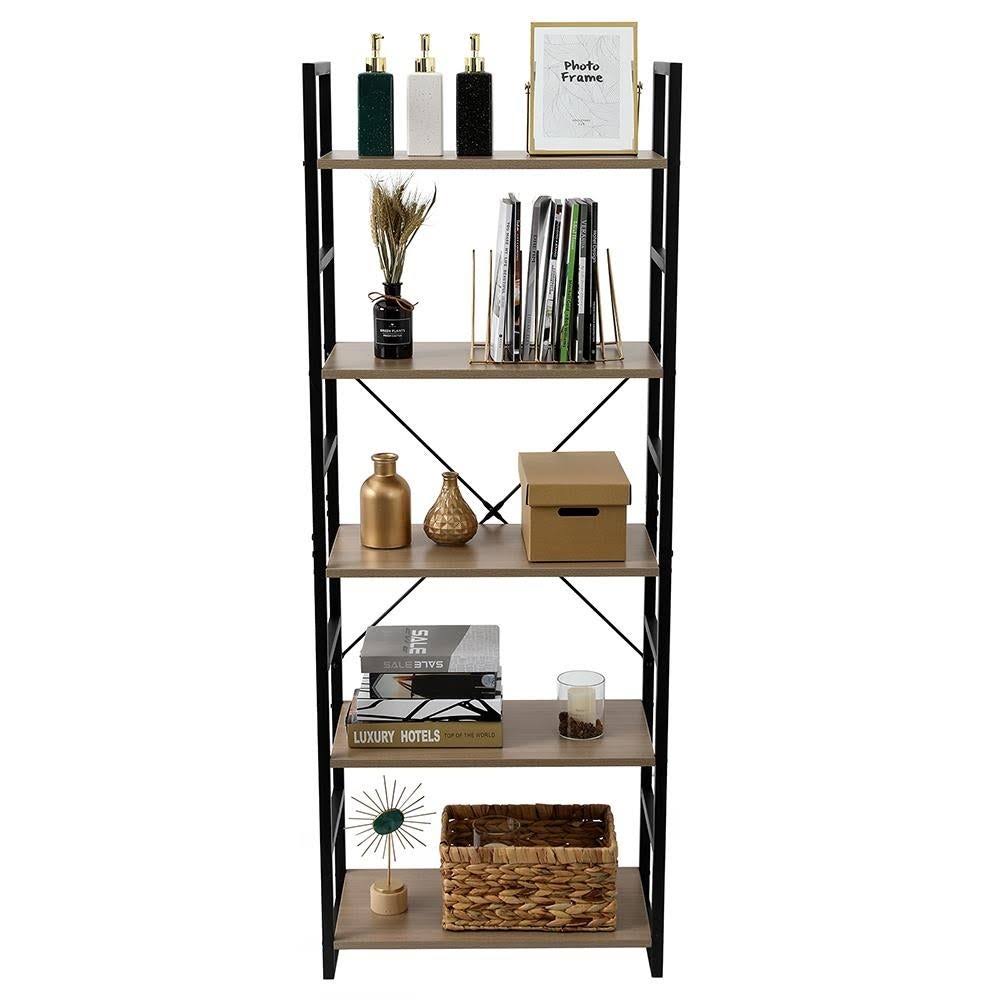 4 Tier Wood and Metal Bookcase K211096
