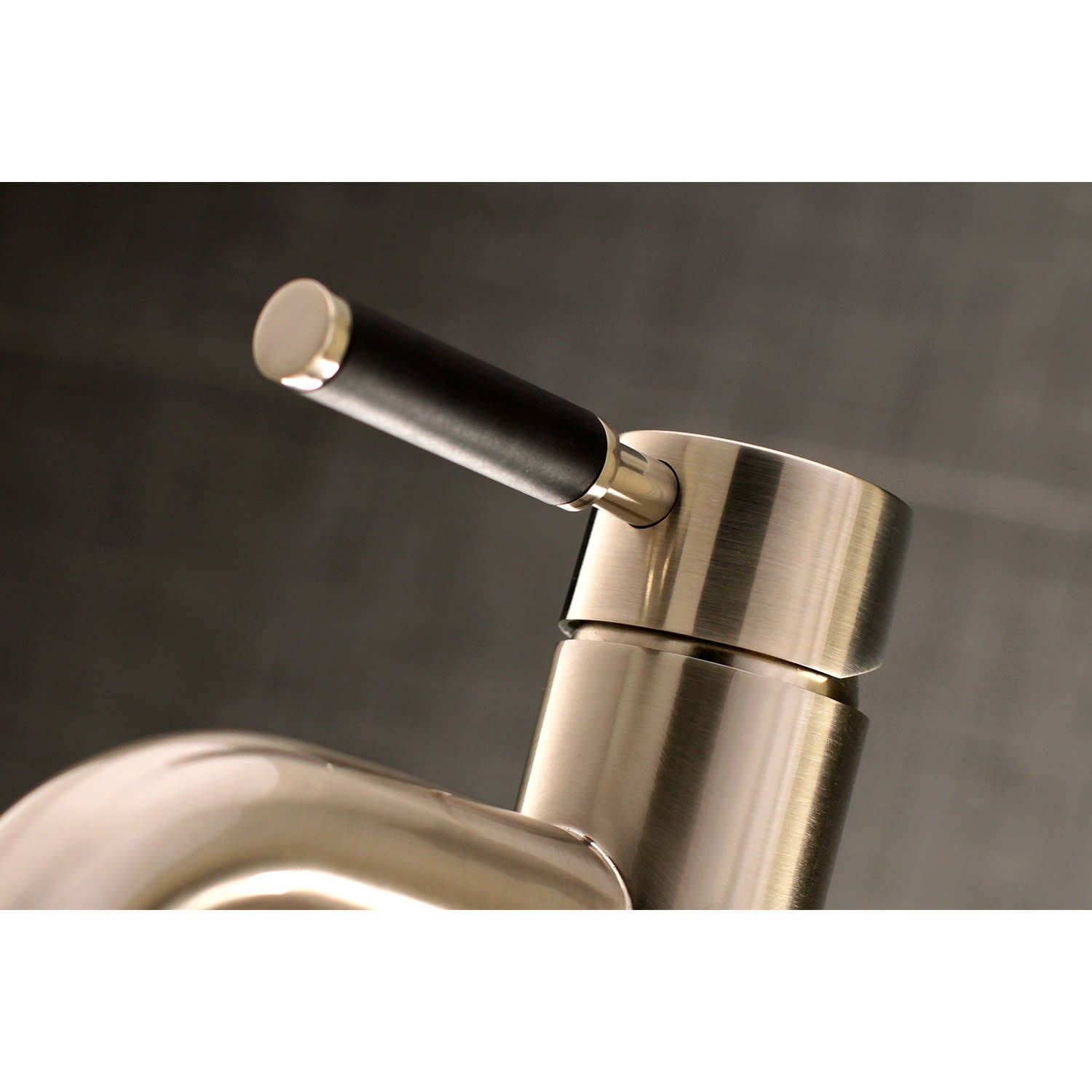 Matte Black Brushed Nickel Single-Handle Bathroom Faucet with Push Pop-Up O5271